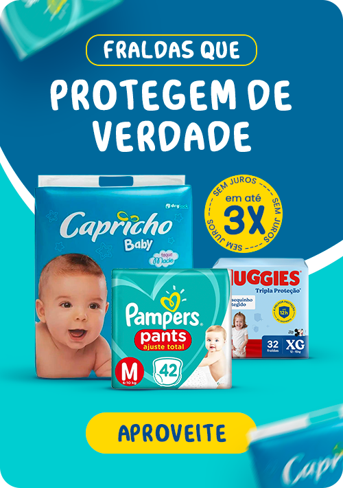 Fraldas que protegem de verdade, até 3x sem juros