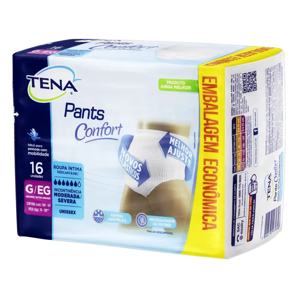 ROUPA INTIMA TENA PANTS CONFORT  G/EG 16 UNI
