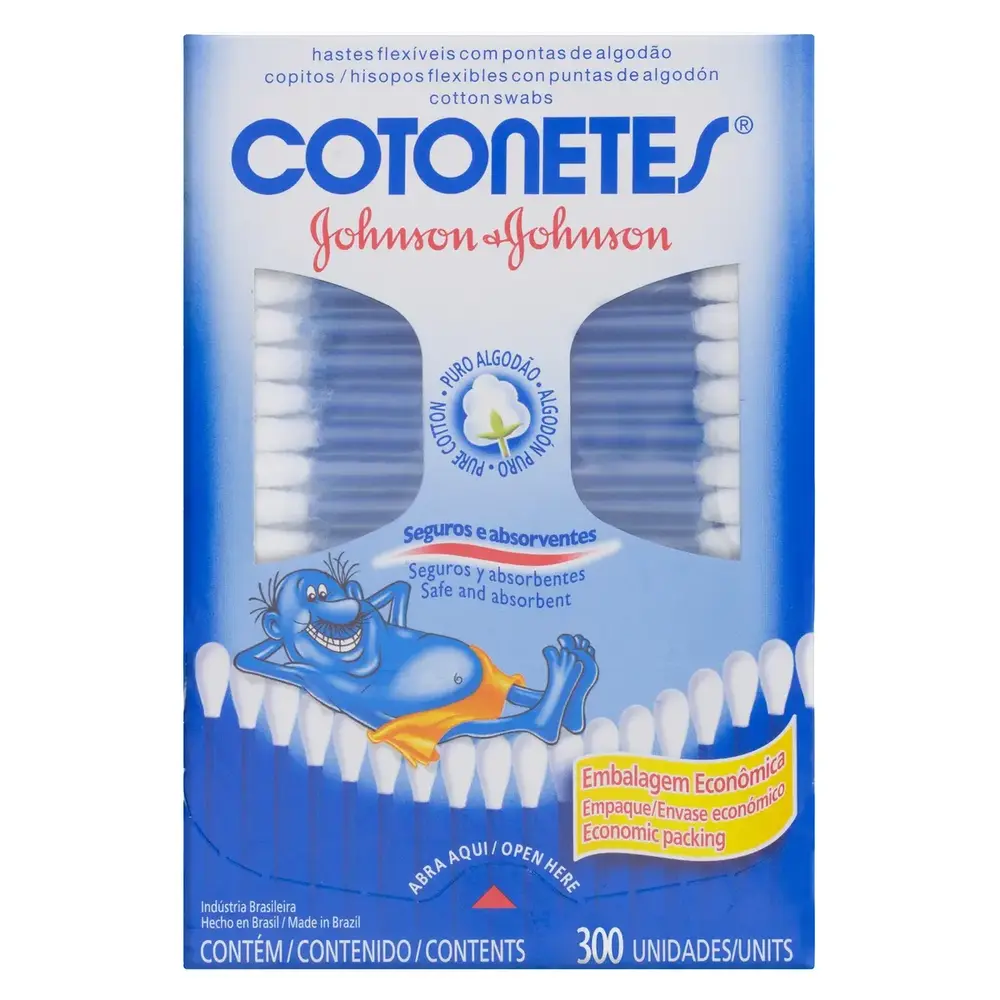 HASTEIS FLEXIVEIS COTONETES J&J 300 UNID