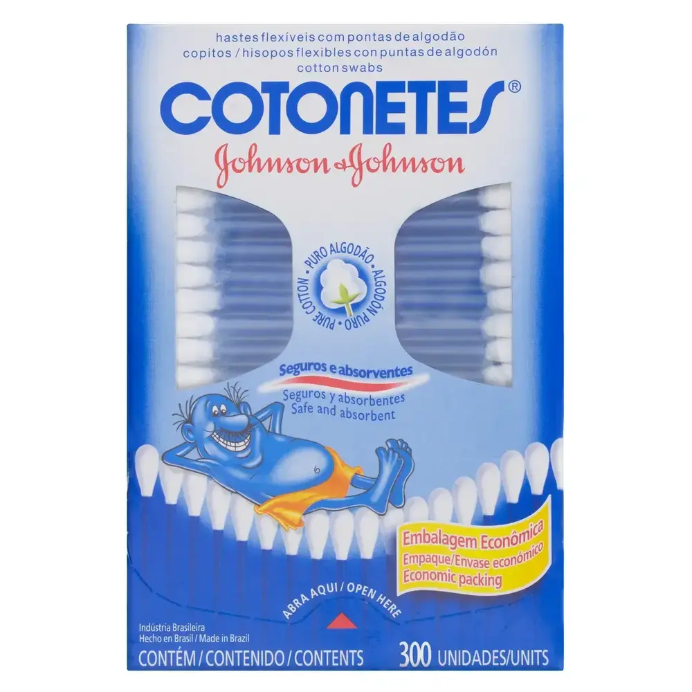 HASTEIS FLEXIVEIS COTONETES J&J 300 UNID