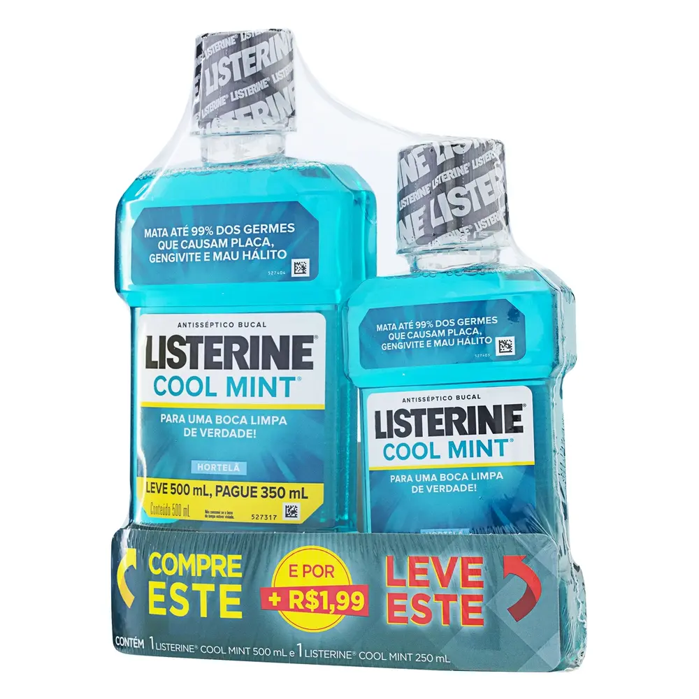 LISTERINE COOL MINT 500ML+250ML P/R$1,99