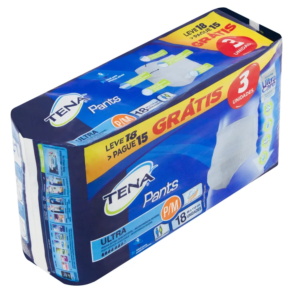 FRALDA TENA PANTS ULTRA P/M 18 UNDS