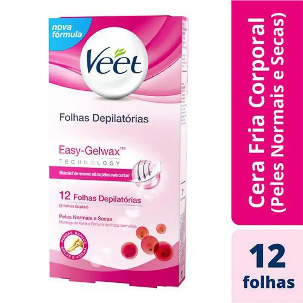 VEET PELE NORMAL CERA CORPORAL 12 FOLHAS