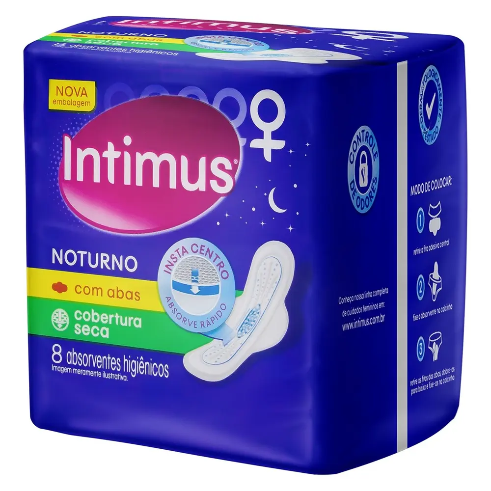 ABS INTIMUS NOTURNO SECA C/ ABAS C/8UNID