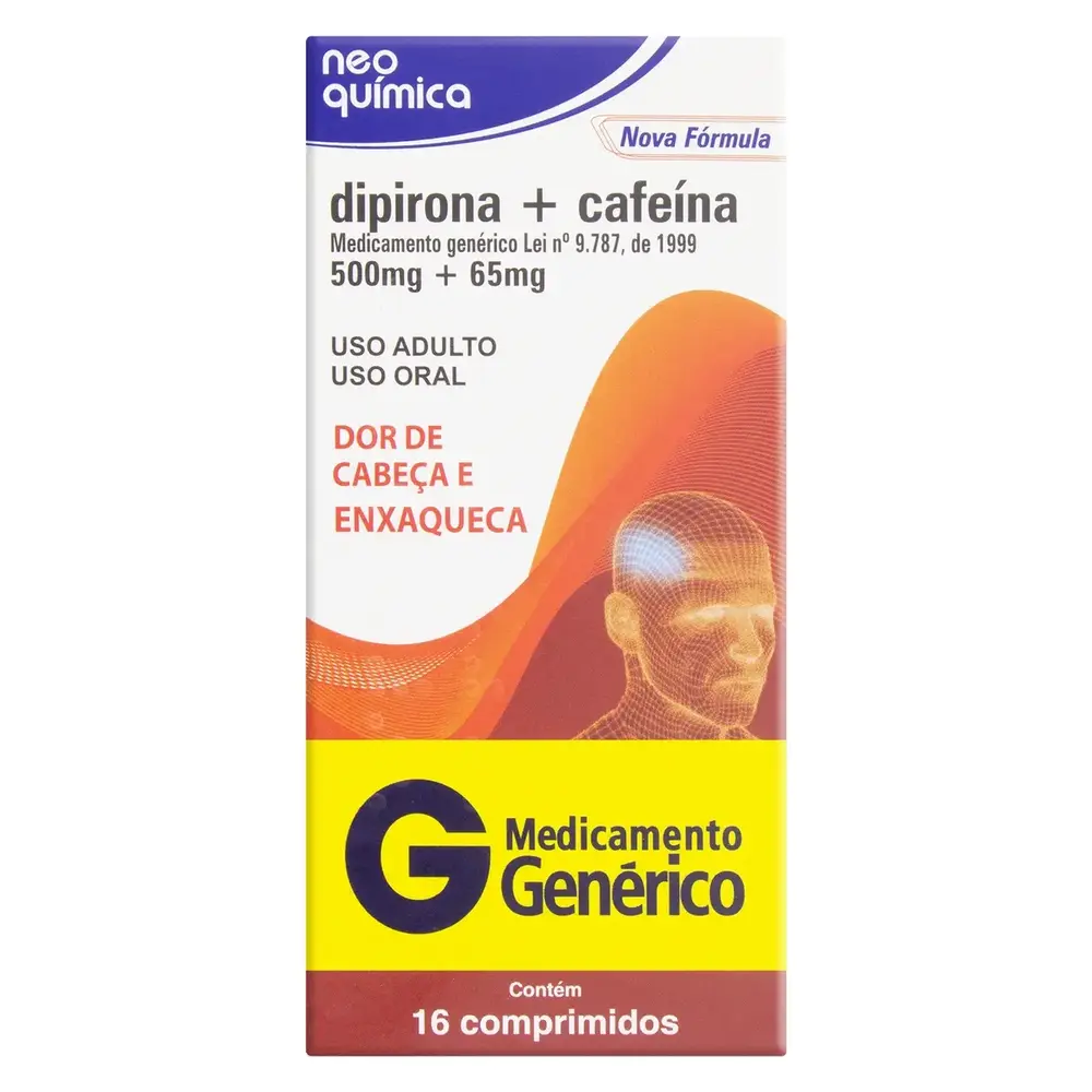 DIPIRONA SODICA+CAFEINA 500+65MG CX 16 COMP