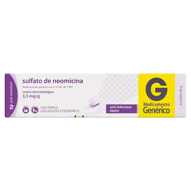 SULFATO DE NEOMICINA 3,5MG/G CR DERM BG 20G