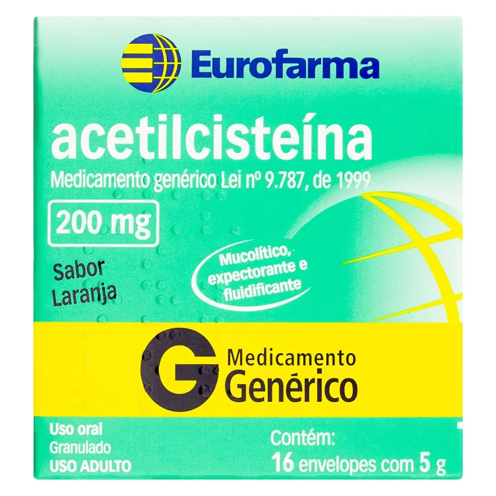 ACETILCISTEINA 200MG CX 16 SACHES X 5G
