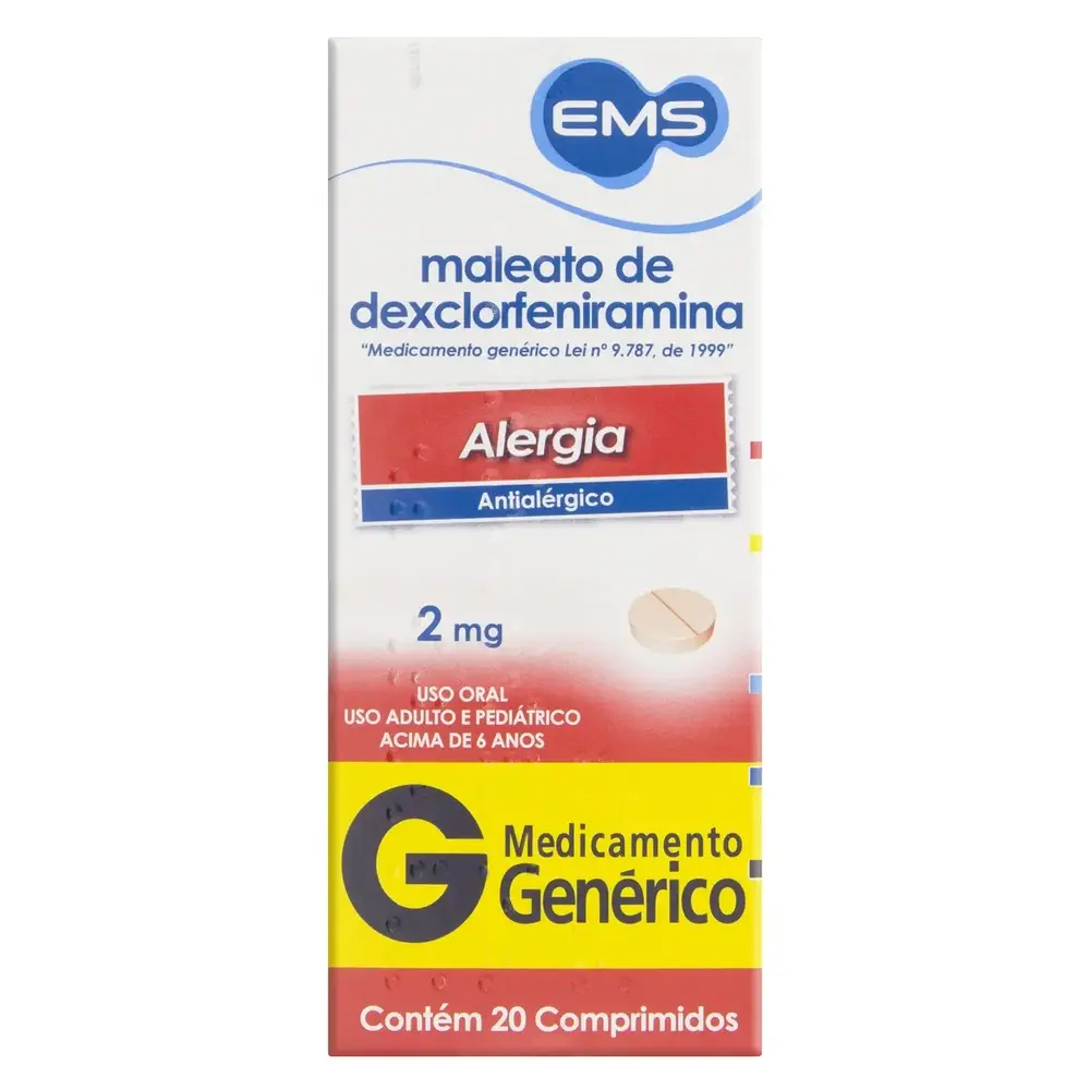 MAL DEXCLORFENIRAMINA 2MG CX 20 COMP