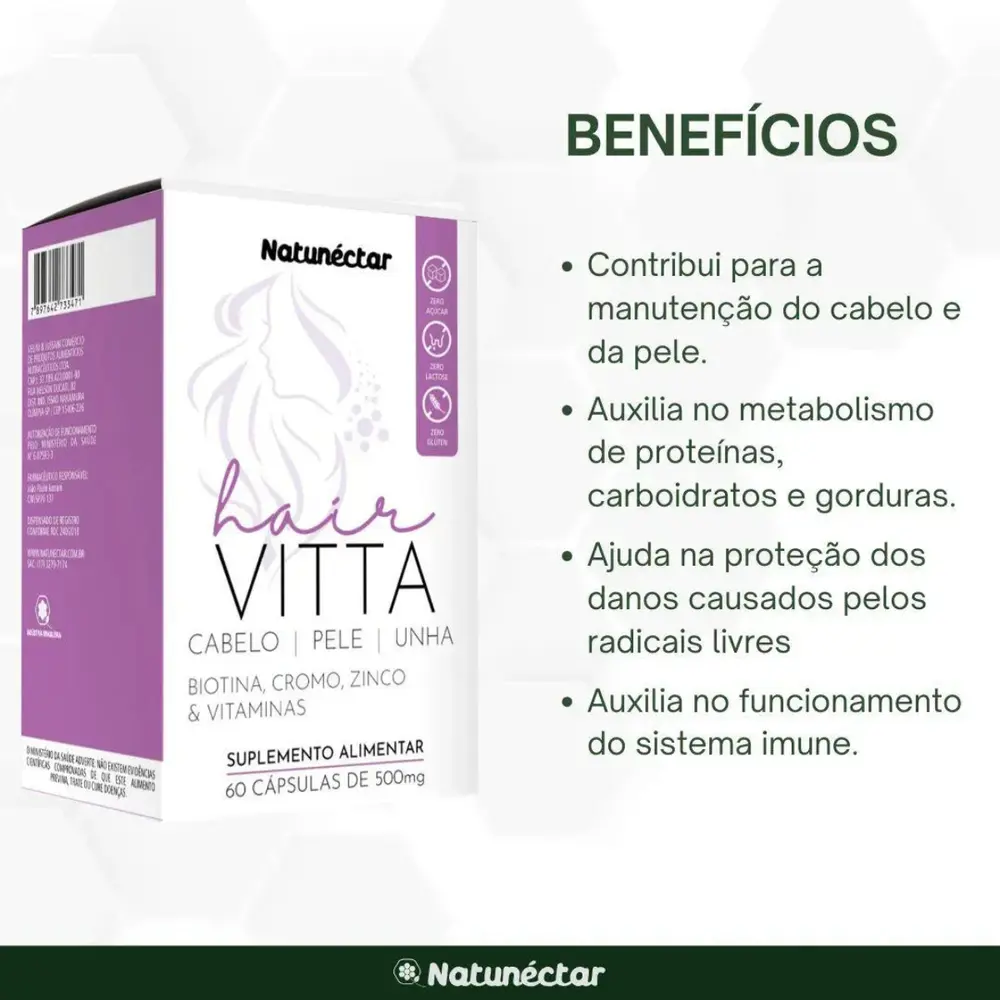 VITAZ CABELO PELE E UNHAS 500MG 60 CAP (NATUR)