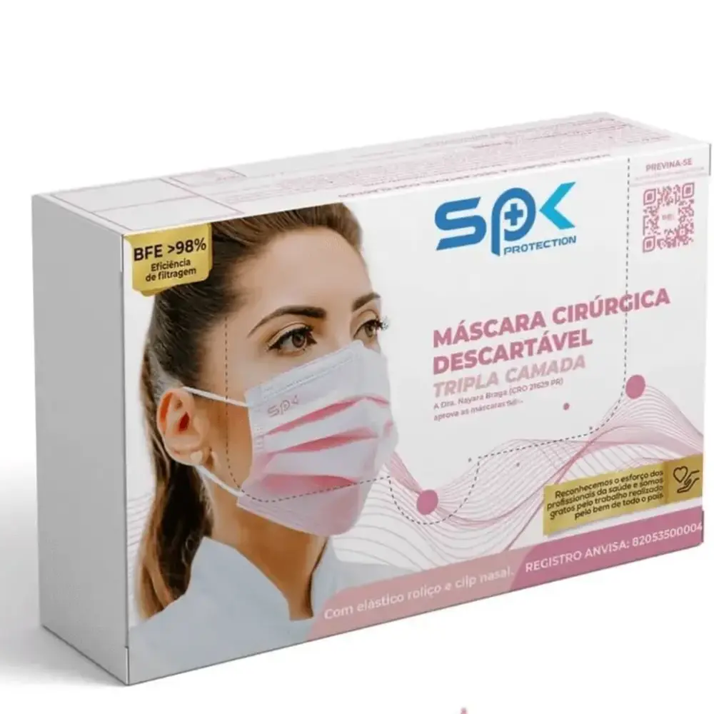 MASCARA CIRUR TRIPLA ROSA 50UD SPK