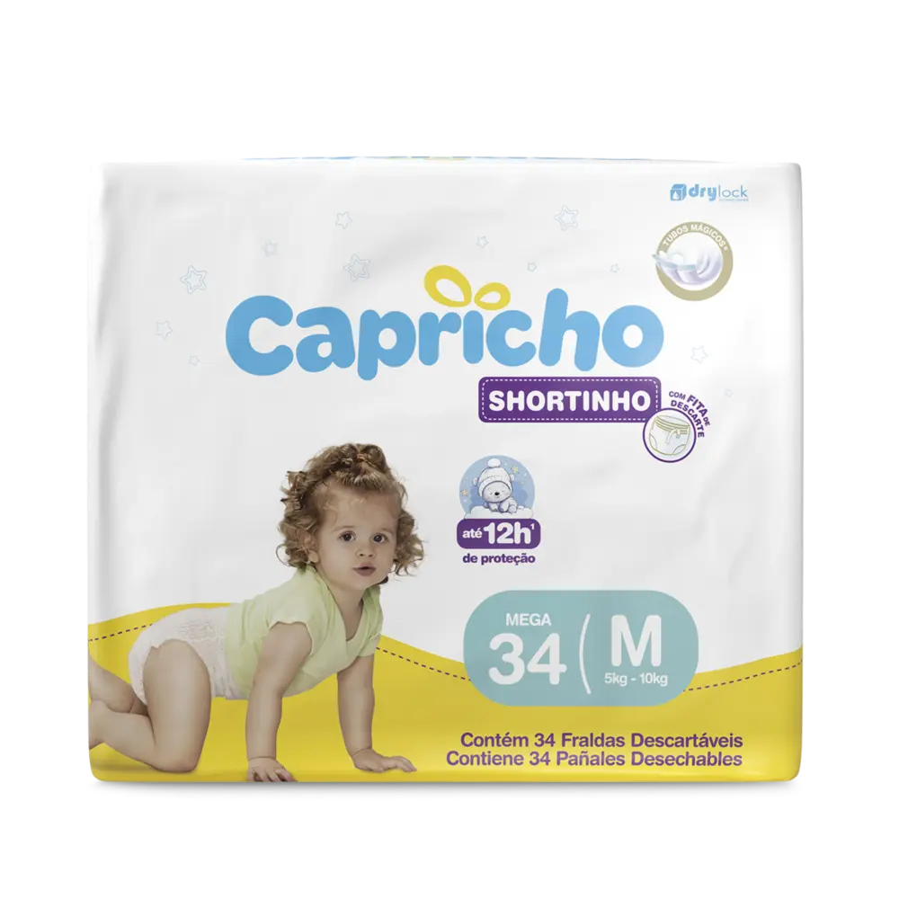 FRALDA CAPRICHO SHORTINHO MEGA M C/34 UND